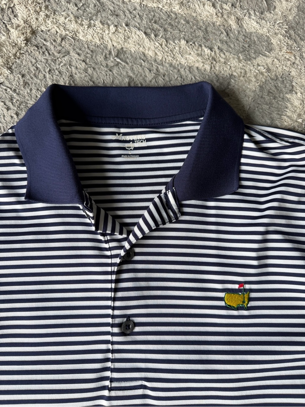 Masters Navy and White Striped Polo Shirt - Picture 2 of 2